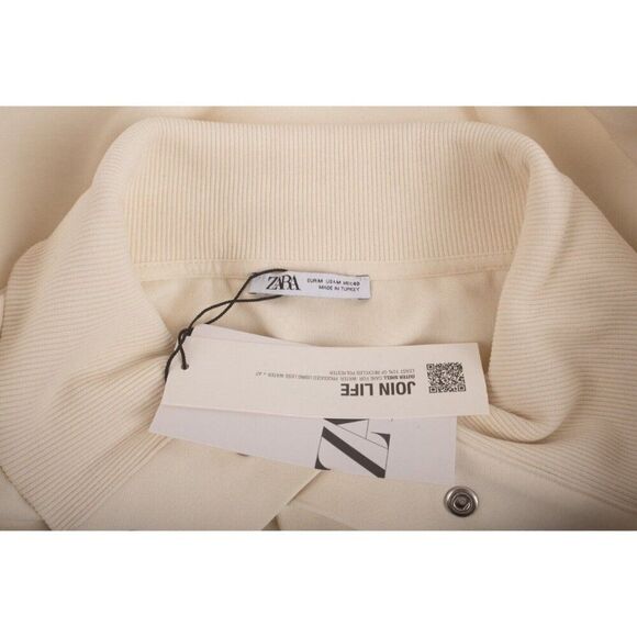 Zara Mens Polo 1/4 Snap Sweatshirt Ivory M Medium 0761/336 NWD - Picture 7 of 7